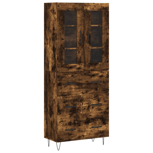 vidaXL Highboard Smoked Oak 69.5x34x180 cm Engineered Wood