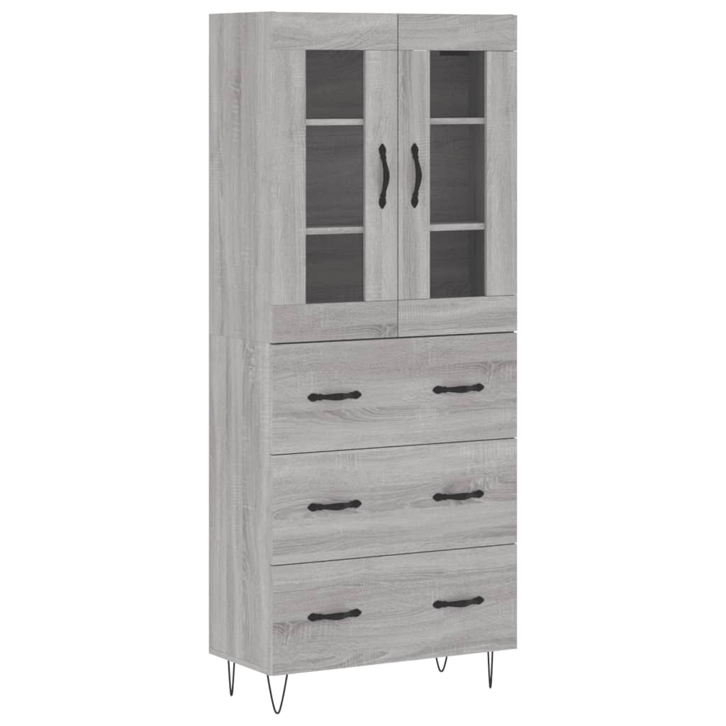 vidaXL Highboard Grey Sonoma 69,5x34x180 cm Engineered Wood
