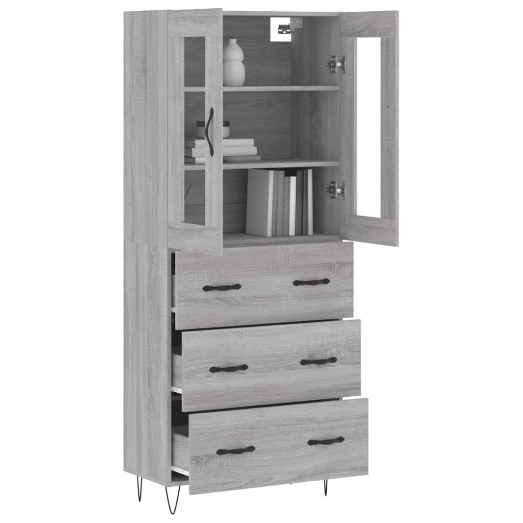 vidaXL Highboard Grey Sonoma 69,5x34x180 cm Engineered Wood