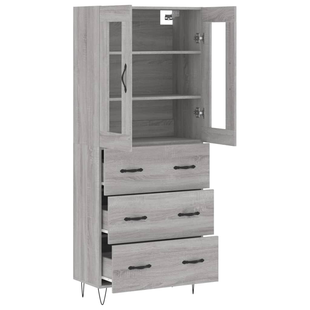 vidaXL Highboard Grey Sonoma 69,5x34x180 cm Engineered Wood