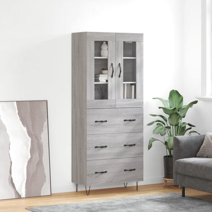 vidaXL Highboard Grey Sonoma 69,5x34x180 cm Engineered Wood