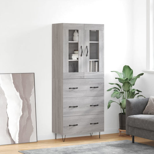 vidaXL Highboard Grey Sonoma 69,5x34x180 cm Engineered Wood