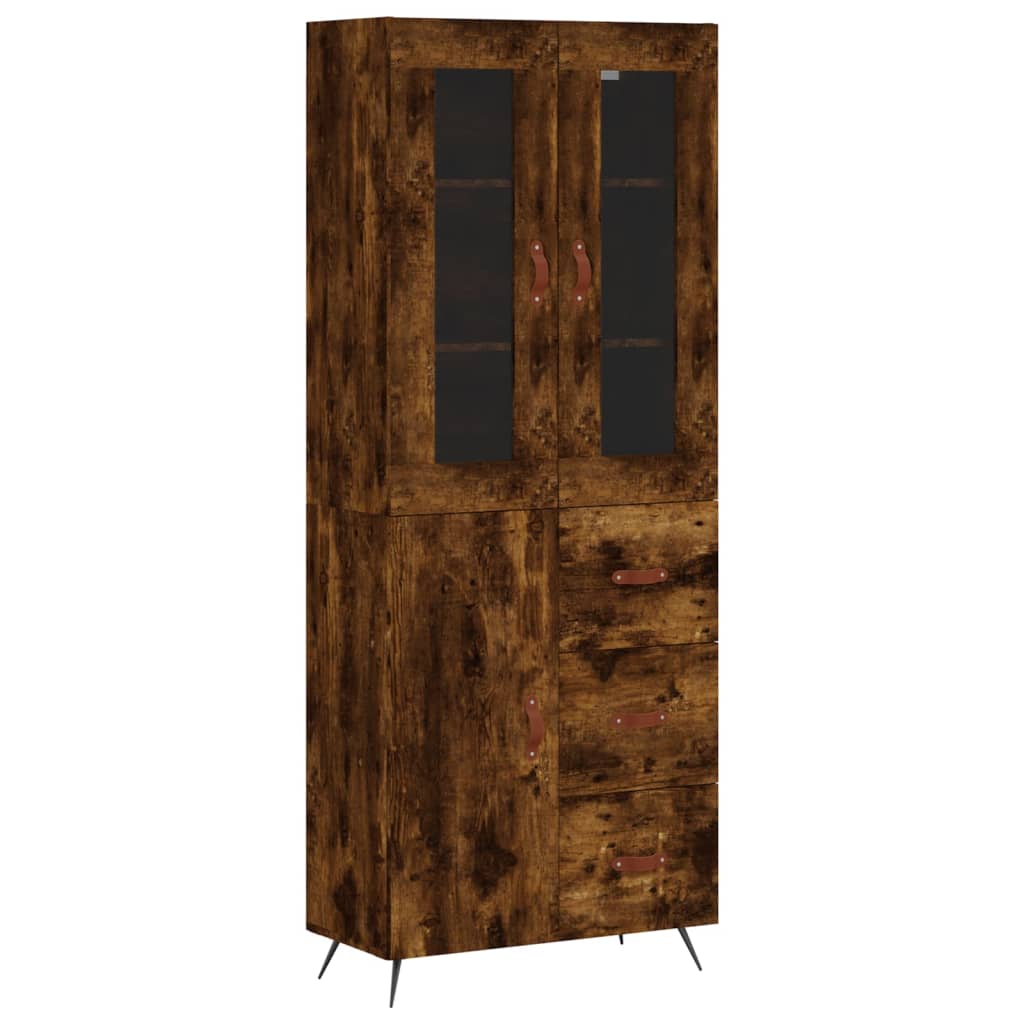 vidaXL Highboard Smoked Oak 69.5x34x180 cm Engineered Wood