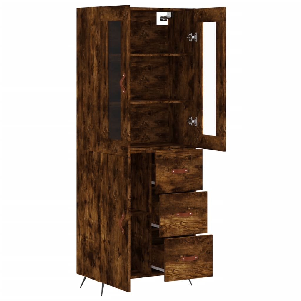 vidaXL Highboard Smoked Oak 69.5x34x180 cm Engineered Wood