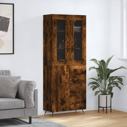 vidaXL Highboard Smoked Oak 69.5x34x180 cm Engineered Wood
