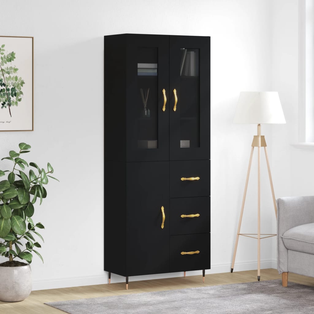 vidaXL Highboard Black 69.5x34x180 cm Engineered Wood