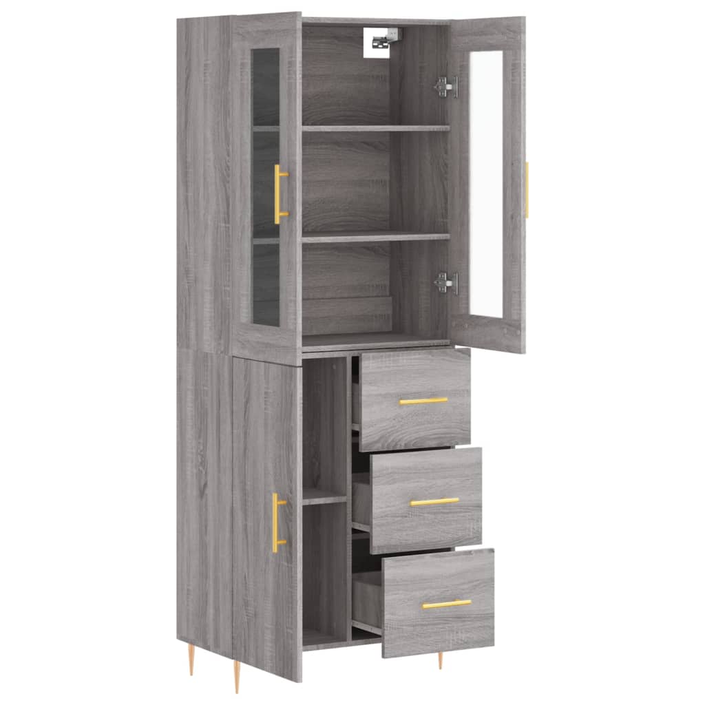 vidaXL Highboard Grey Sonoma 69,5x34x180 cm Engineered Wood