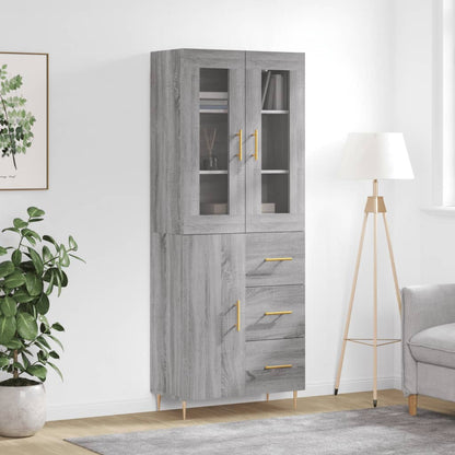 vidaXL Highboard Grey Sonoma 69,5x34x180 cm Engineered Wood