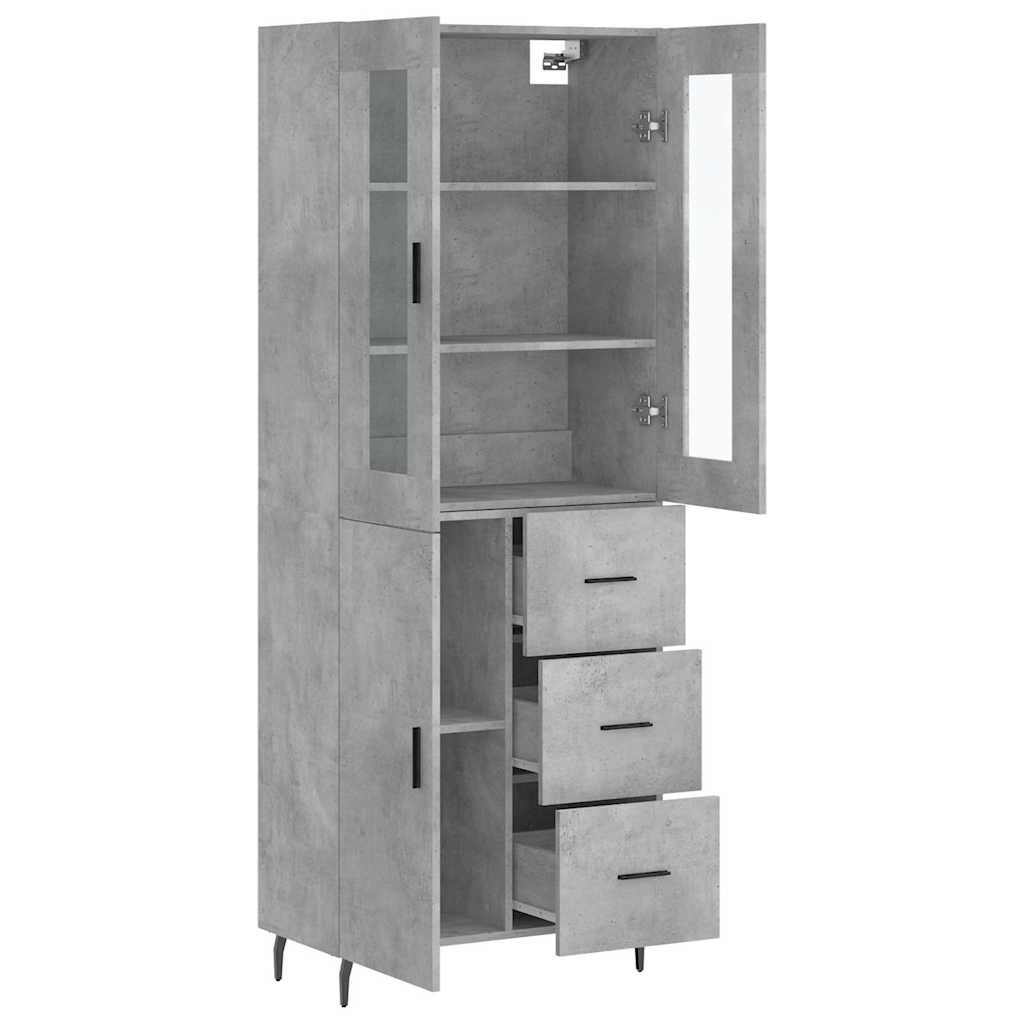 vidaXL Highboard Concrete Grey 69,5x34x180 cm Engineered Wood