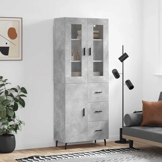 vidaXL Highboard Concrete Grey 69,5x34x180 cm Engineered Wood