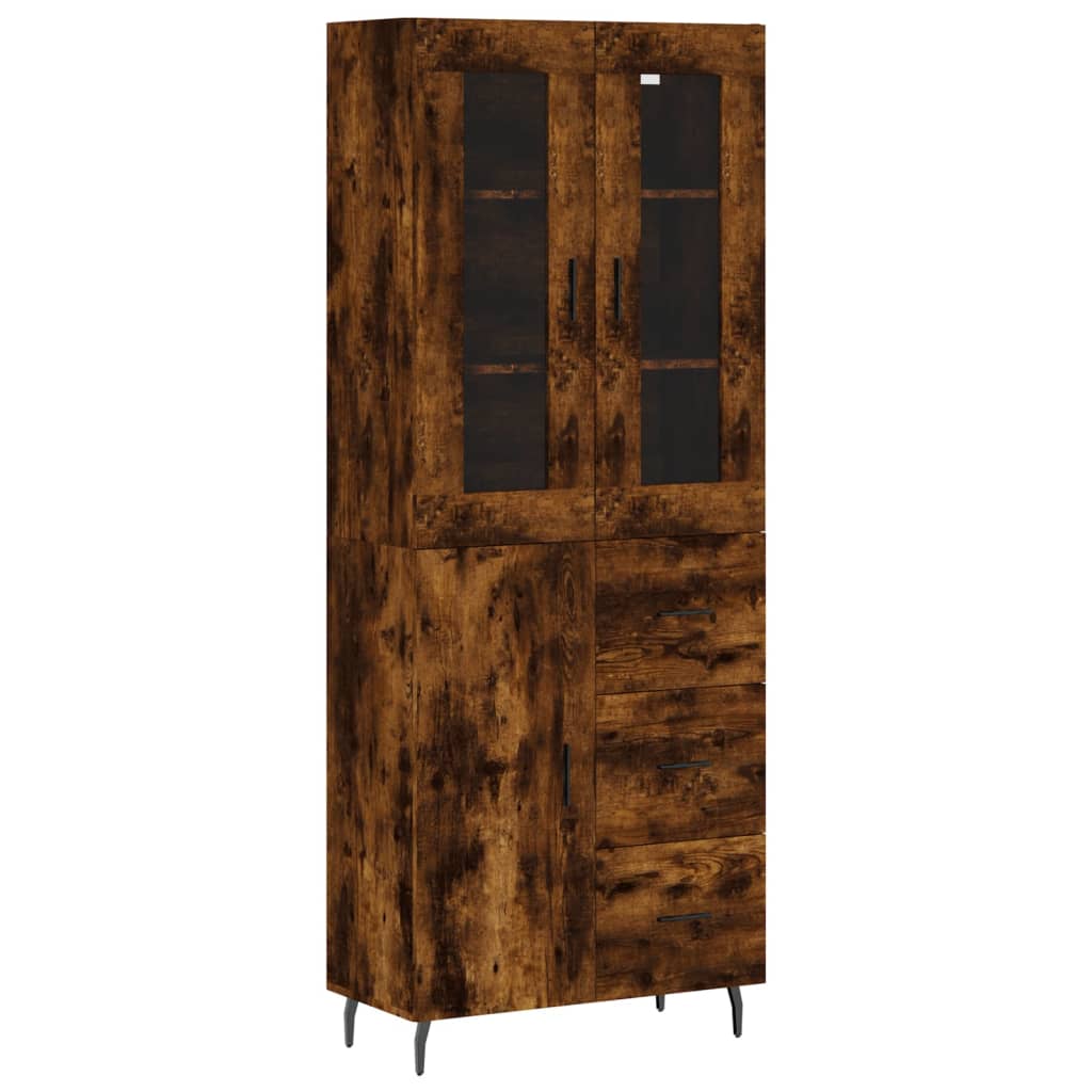 vidaXL Highboard Smoked Oak 69,5x34x180 cm Engineered Wood