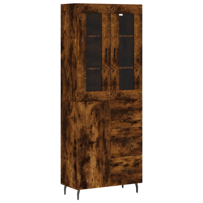 vidaXL Highboard Smoked Oak 69,5x34x180 cm Engineered Wood