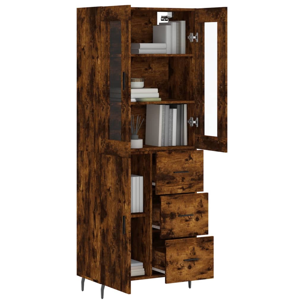 vidaXL Highboard Smoked Oak 69,5x34x180 cm Engineered Wood