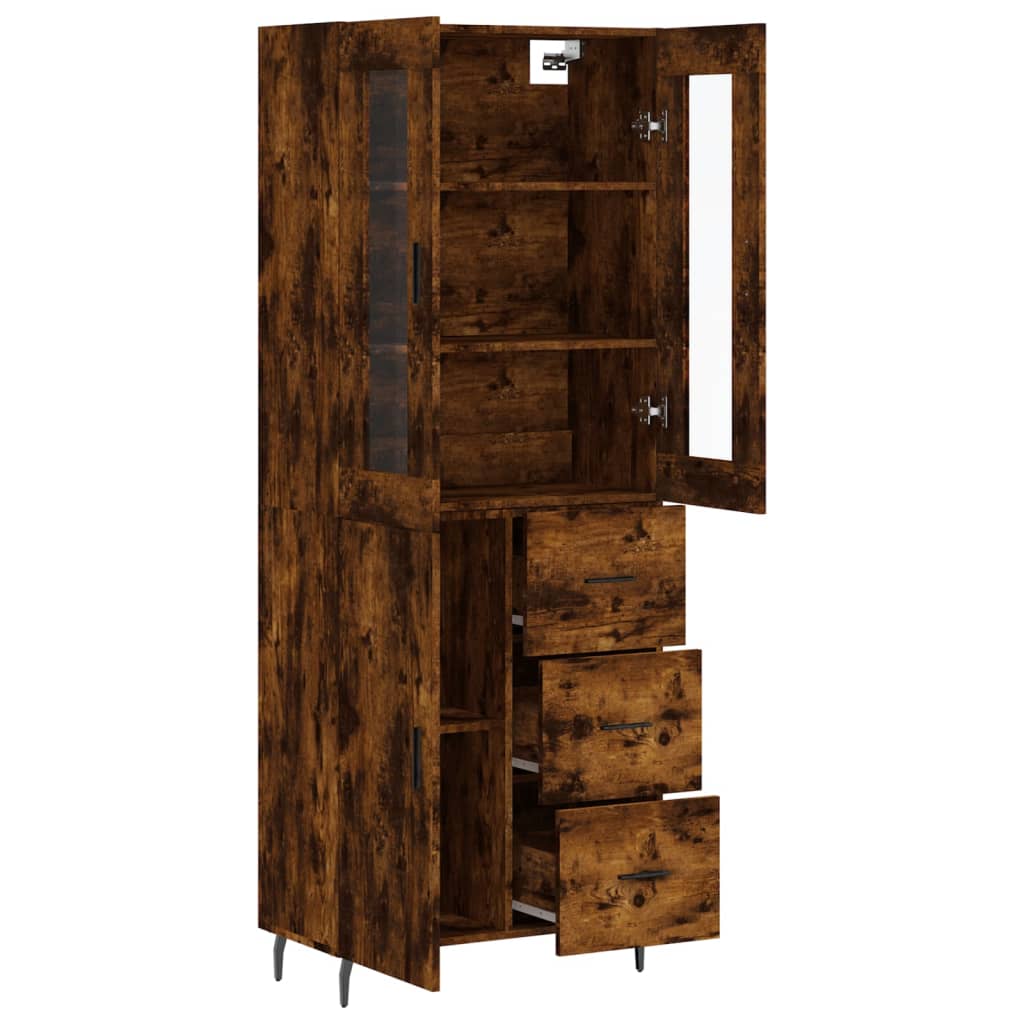 vidaXL Highboard Smoked Oak 69,5x34x180 cm Engineered Wood