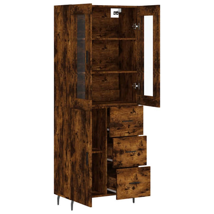 vidaXL Highboard Smoked Oak 69,5x34x180 cm Engineered Wood