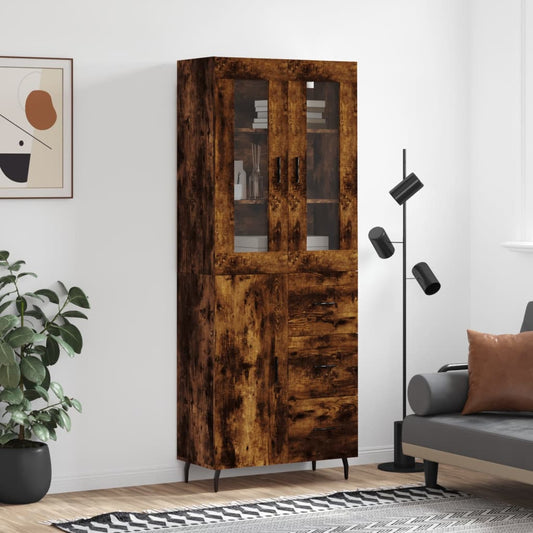 vidaXL Highboard Smoked Oak 69,5x34x180 cm Engineered Wood
