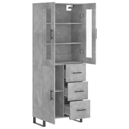 vidaXL Highboard Concrete Grey 69.5x34x180 cm Engineered Wood