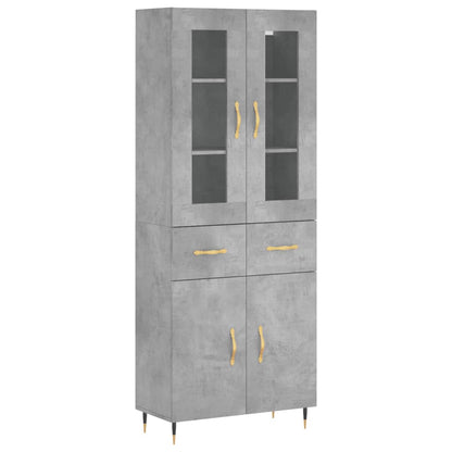 vidaXL Highboard Concrete Grey 69.5x34x180 cm Engineered Wood