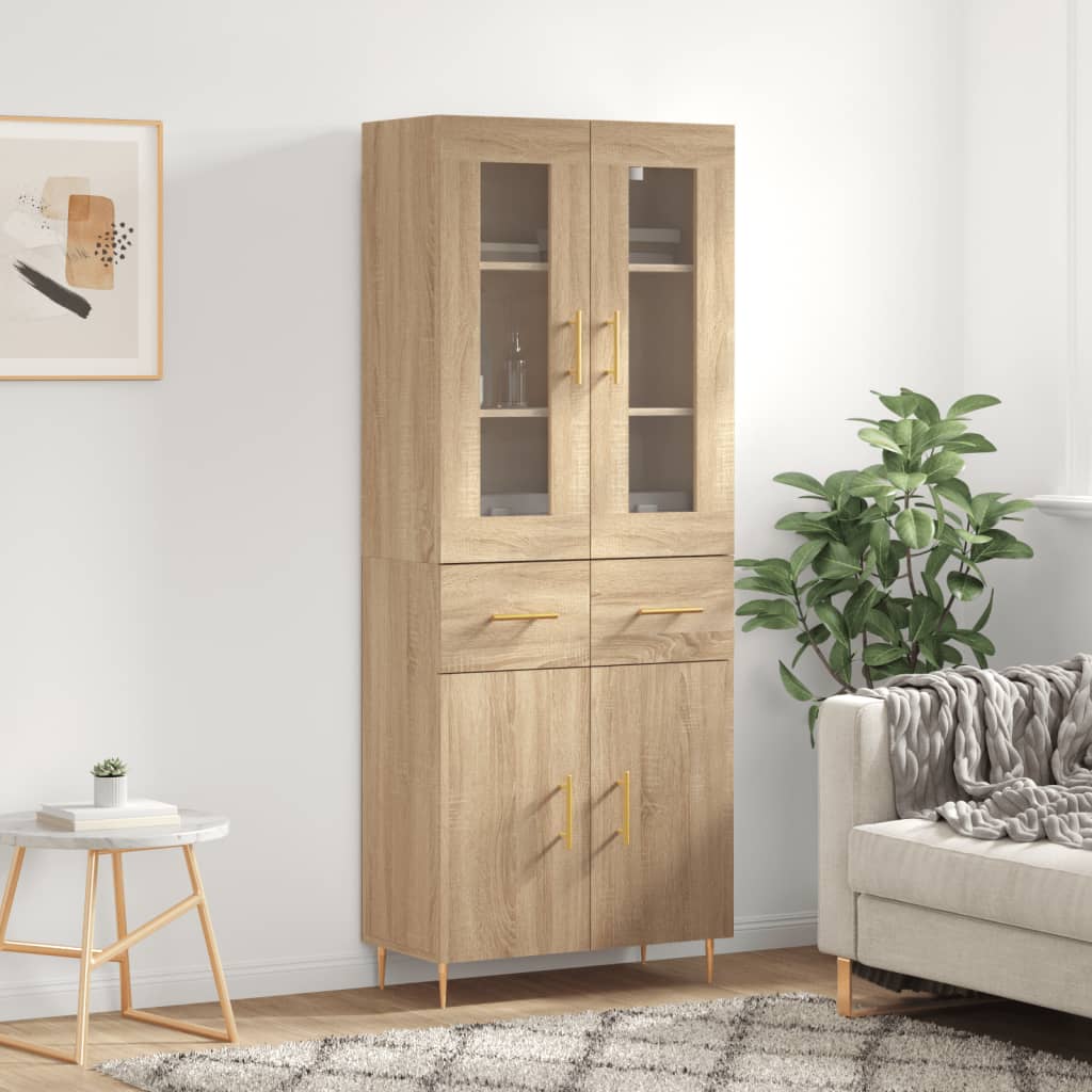 vidaXL Highboard Sonoma Oak 69.5x34x180 cm Engineered Wood