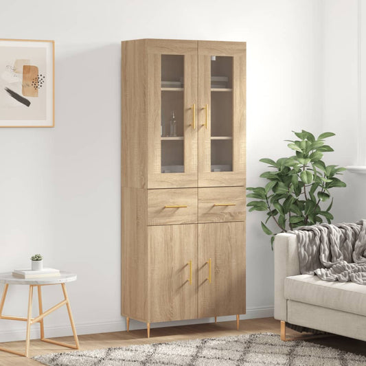 vidaXL Highboard Sonoma Oak 69.5x34x180 cm Engineered Wood