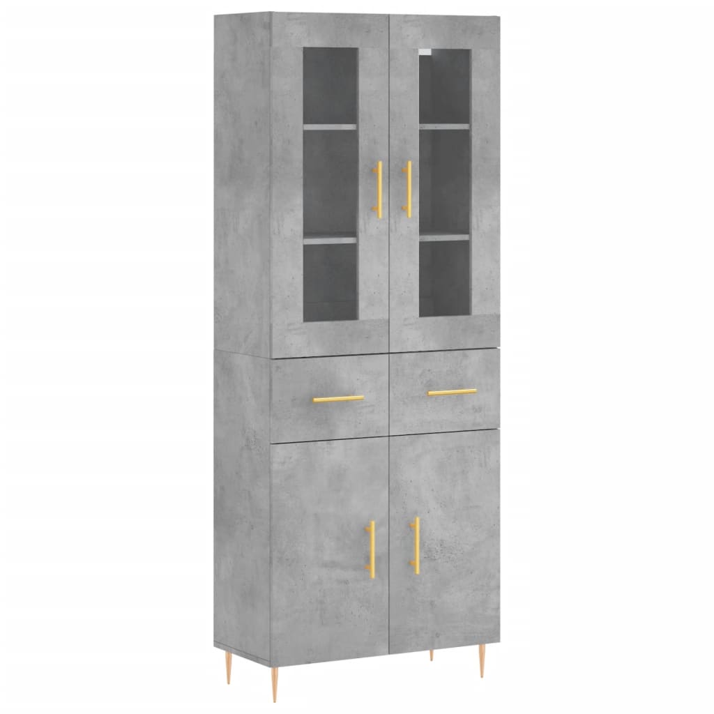 vidaXL Highboard Concrete Grey 69,5x34x180 cm Engineered Wood