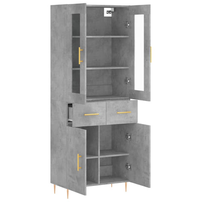 vidaXL Highboard Concrete Grey 69,5x34x180 cm Engineered Wood