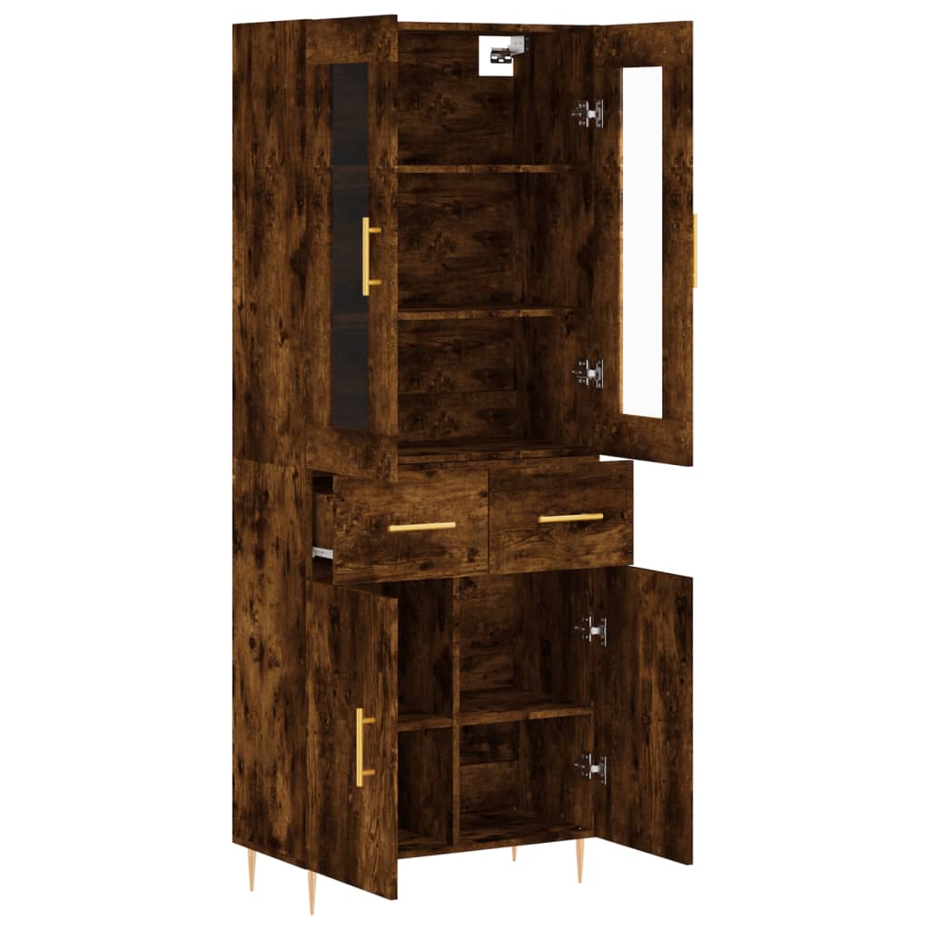 vidaXL Highboard Smoked Oak 69.5x34x180 cm Engineered Wood