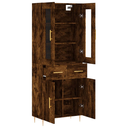 vidaXL Highboard Smoked Oak 69.5x34x180 cm Engineered Wood