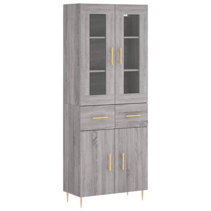 vidaXL Highboard Grey Sonoma 69,5x34x180 cm Engineered Wood