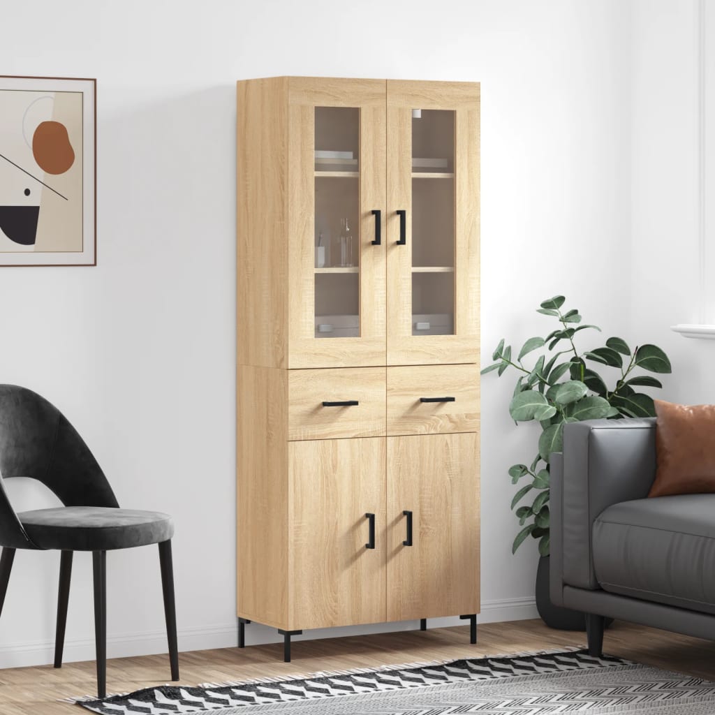 vidaXL Highboard Sonoma Oak 69.5x34x180 cm Engineered Wood