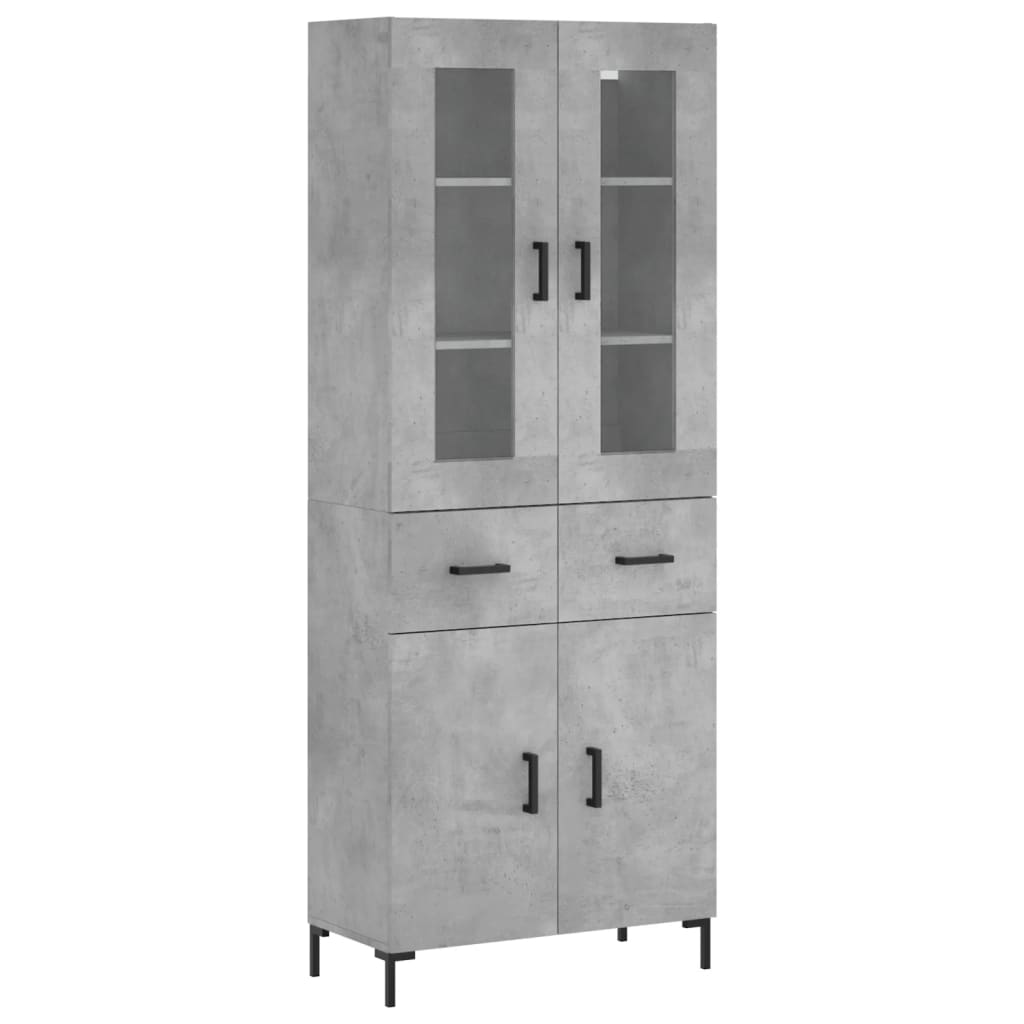 vidaXL Highboard Concrete Grey 69,5x34x180 cm Engineered Wood