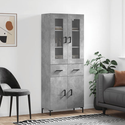 vidaXL Highboard Concrete Grey 69,5x34x180 cm Engineered Wood