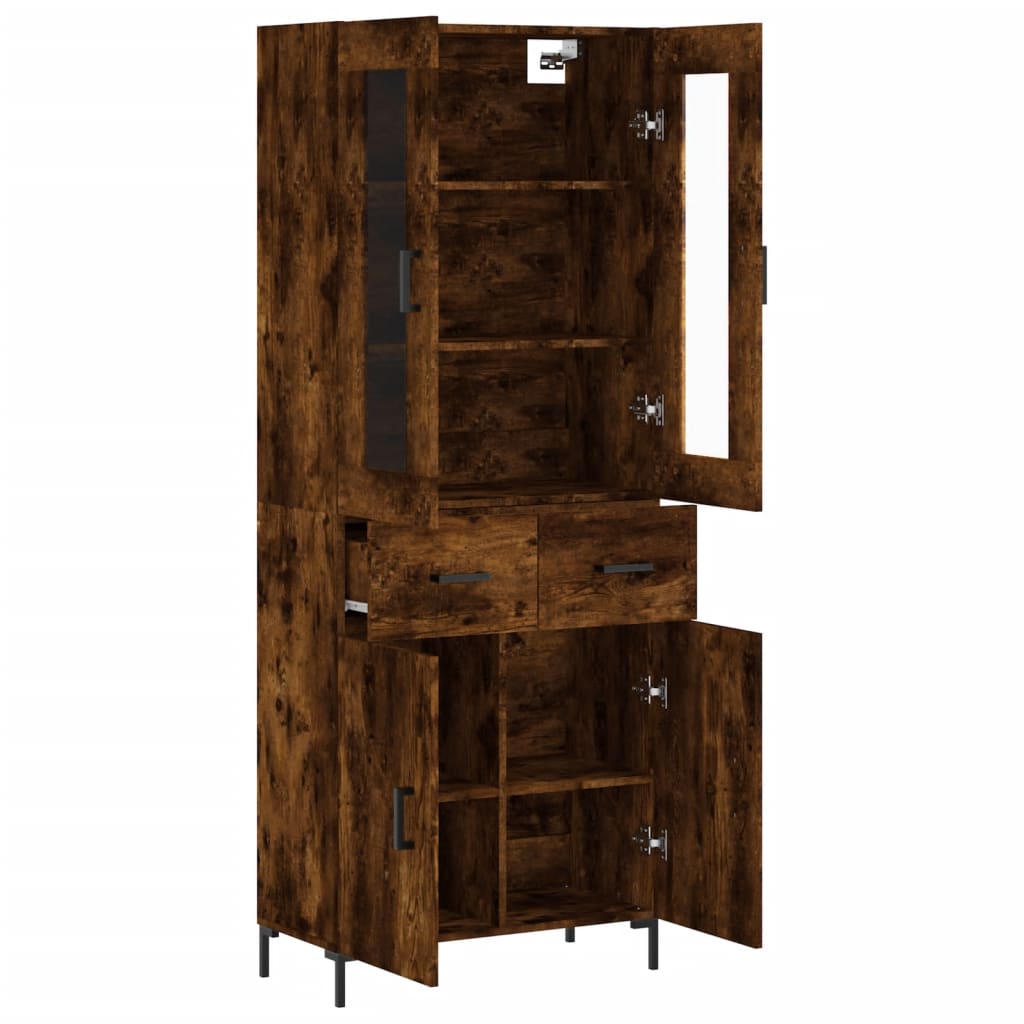 vidaXL Highboard Smoked Oak 69.5x34x180 cm Engineered Wood
