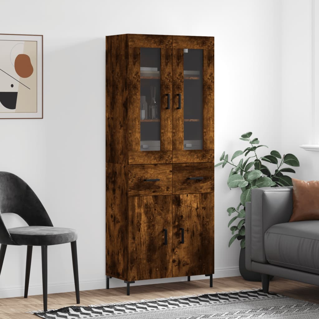 vidaXL Highboard Smoked Oak 69.5x34x180 cm Engineered Wood