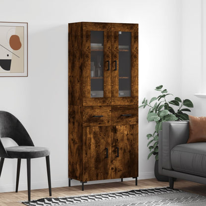 vidaXL Highboard Smoked Oak 69.5x34x180 cm Engineered Wood