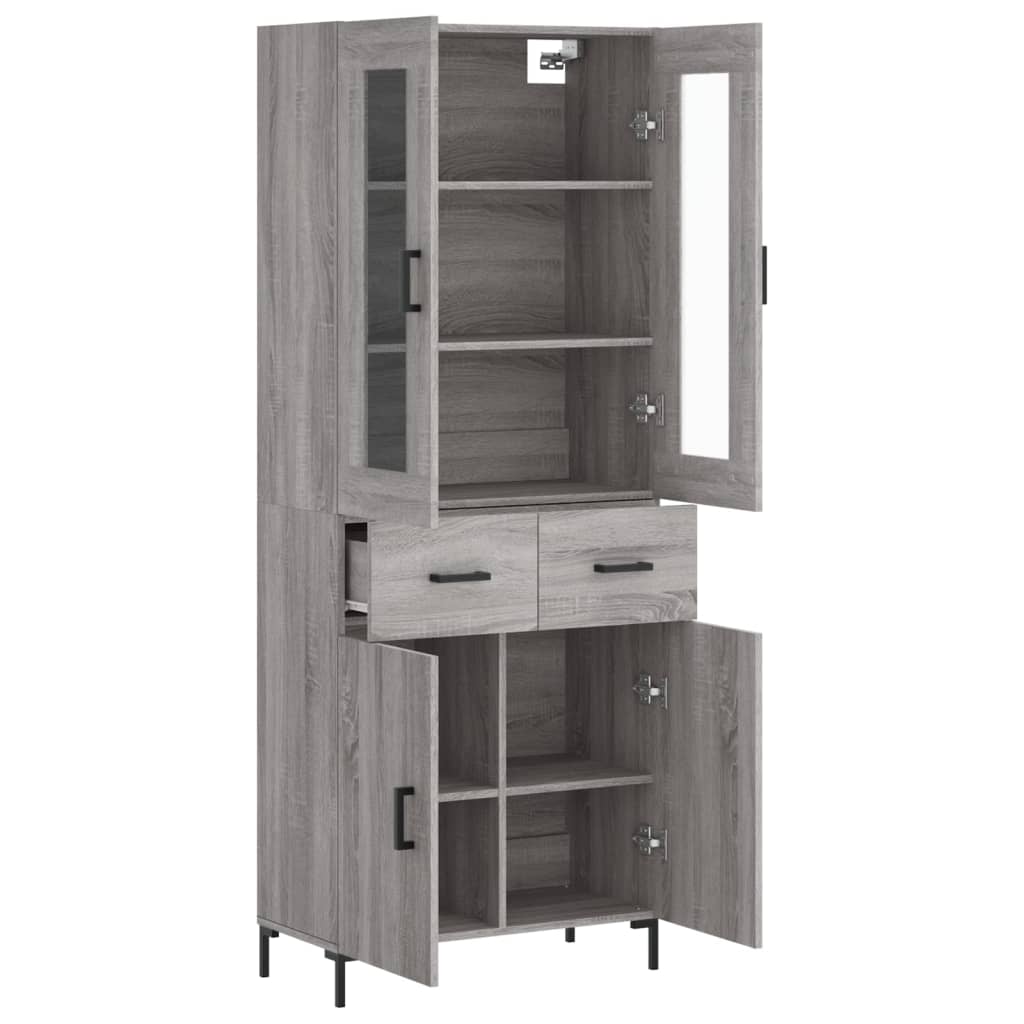 vidaXL Highboard Grey Sonoma 69,5x34x180 cm Engineered Wood