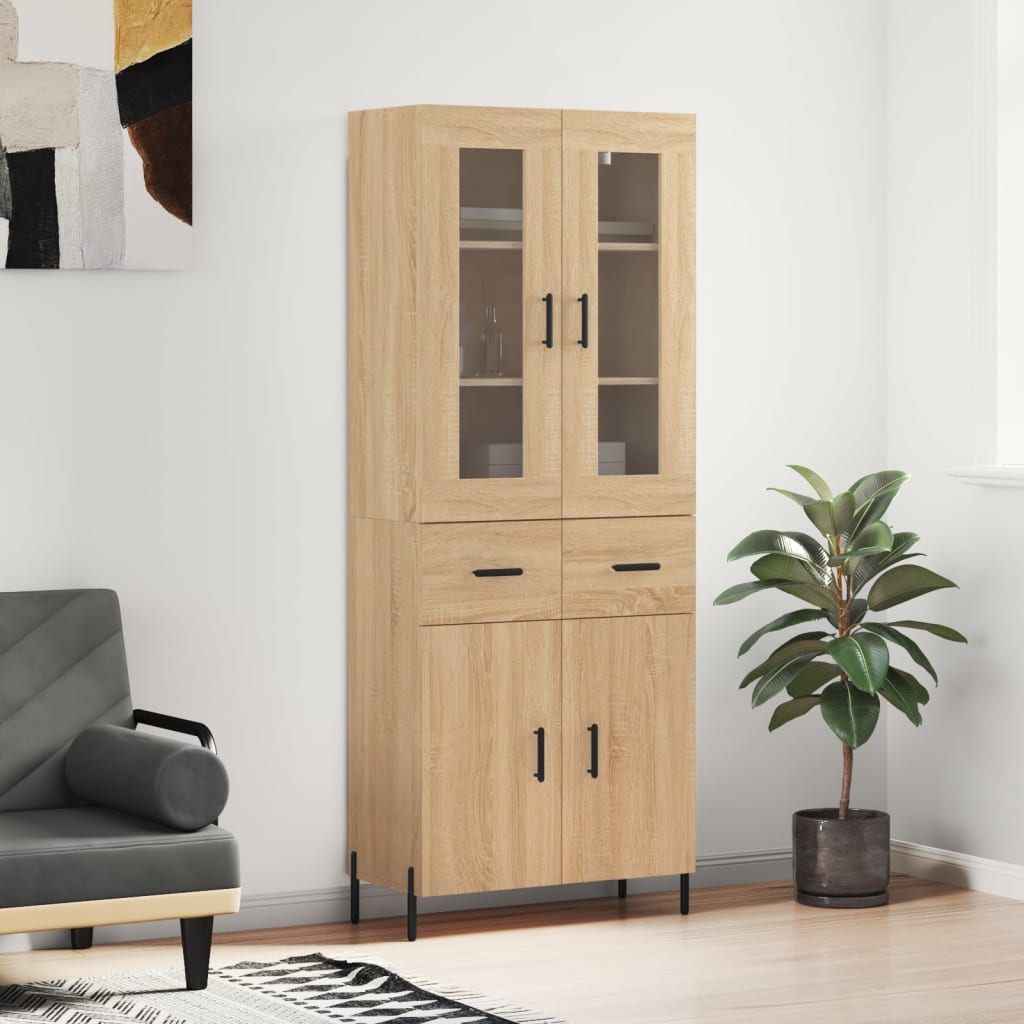 vidaXL Highboard Sonoma Oak 69,5x34x180 cm Engineered Wood