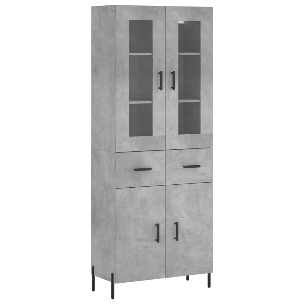 vidaXL Highboard Concrete Grey 69,5x34x180 cm Engineered Wood