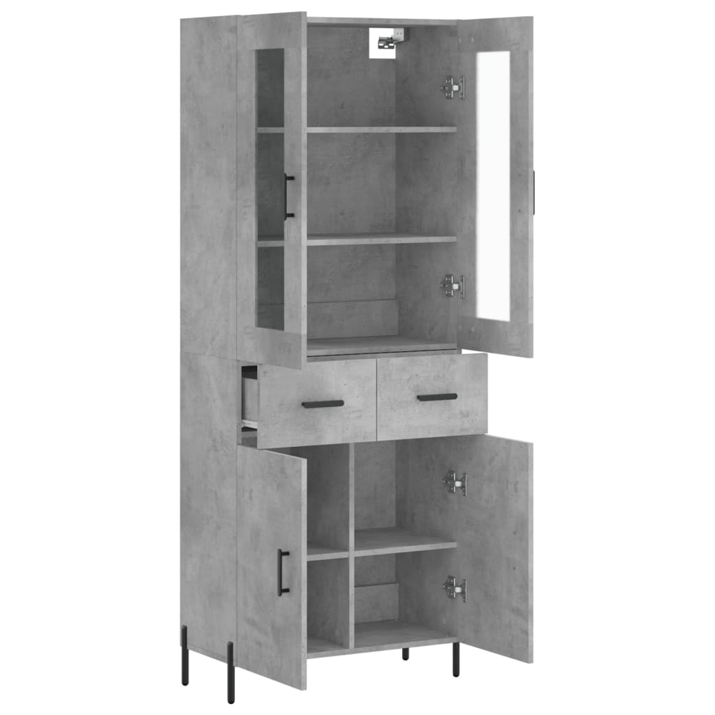 vidaXL Highboard Concrete Grey 69,5x34x180 cm Engineered Wood