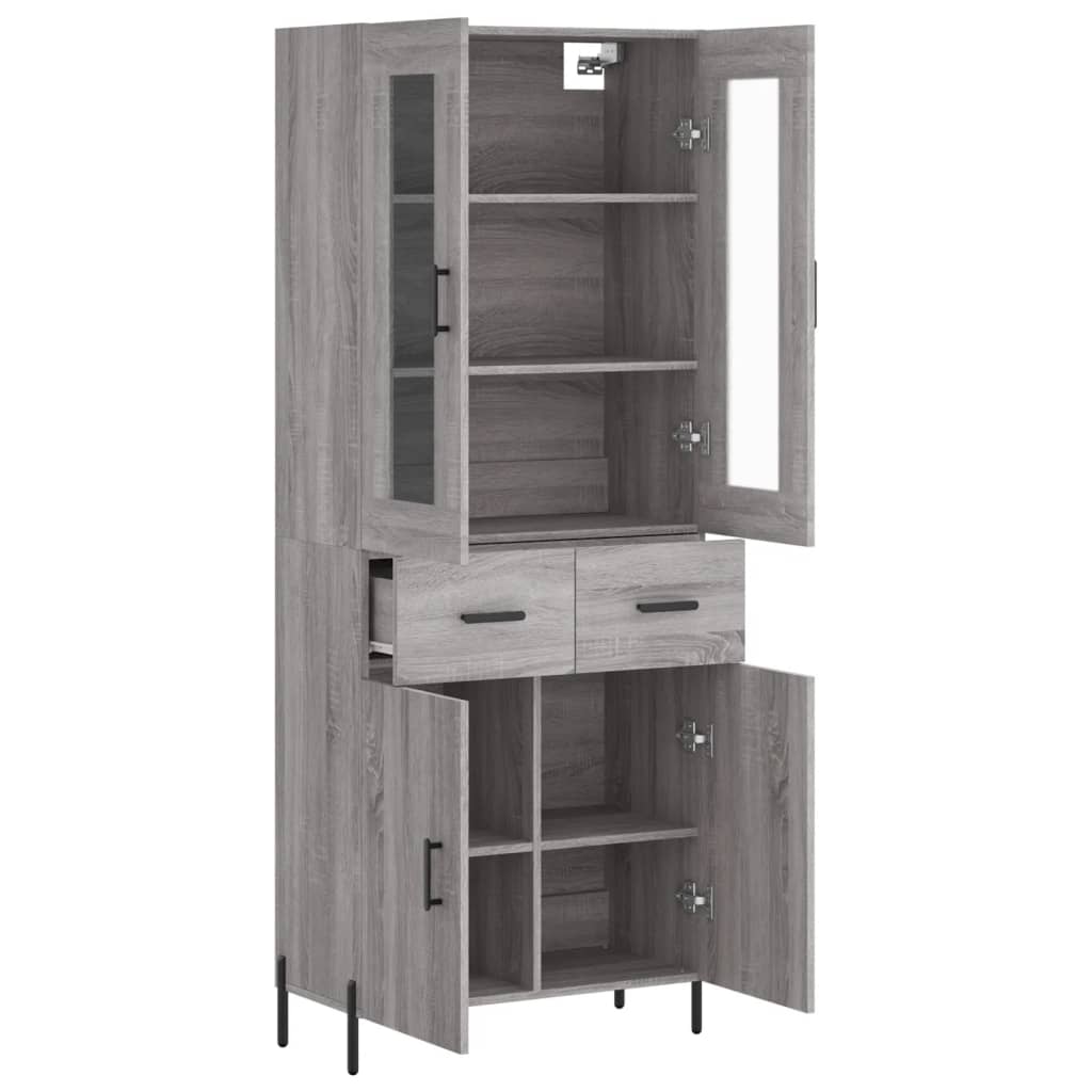 vidaXL Highboard Grey Sonoma 69,5x34x180 cm Engineered Wood