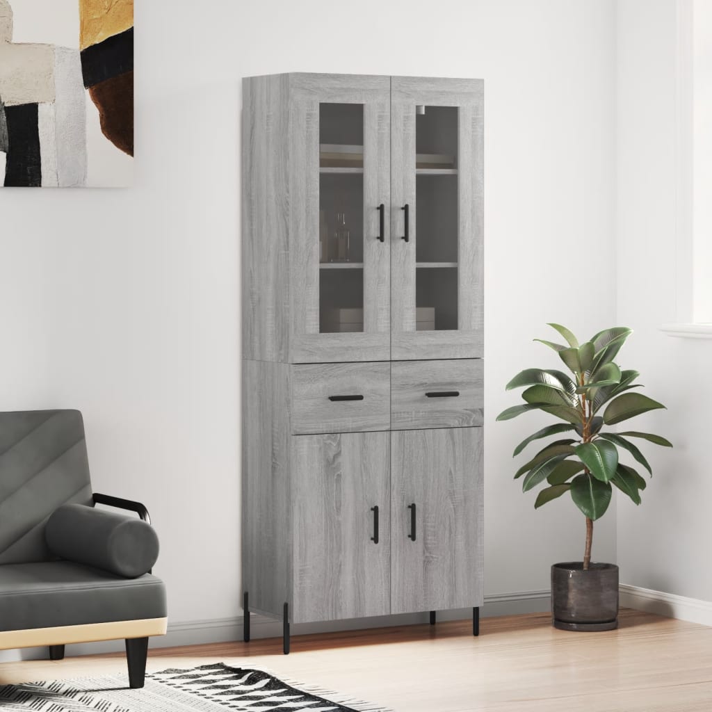 vidaXL Highboard Grey Sonoma 69,5x34x180 cm Engineered Wood