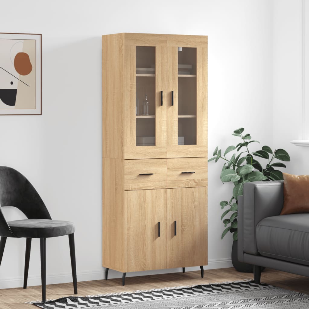 vidaXL Highboard Sonoma Oak 69,5x34x180 cm Engineered Wood