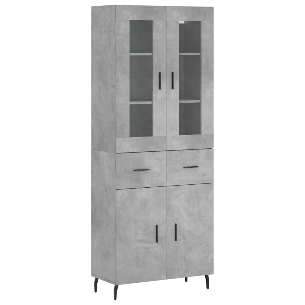 vidaXL Highboard Concrete Grey 69,5x34x180 cm Engineered Wood