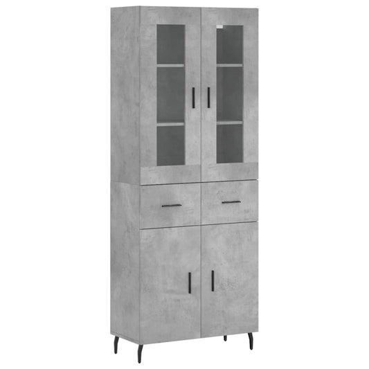 vidaXL Highboard Concrete Grey 69,5x34x180 cm Engineered Wood