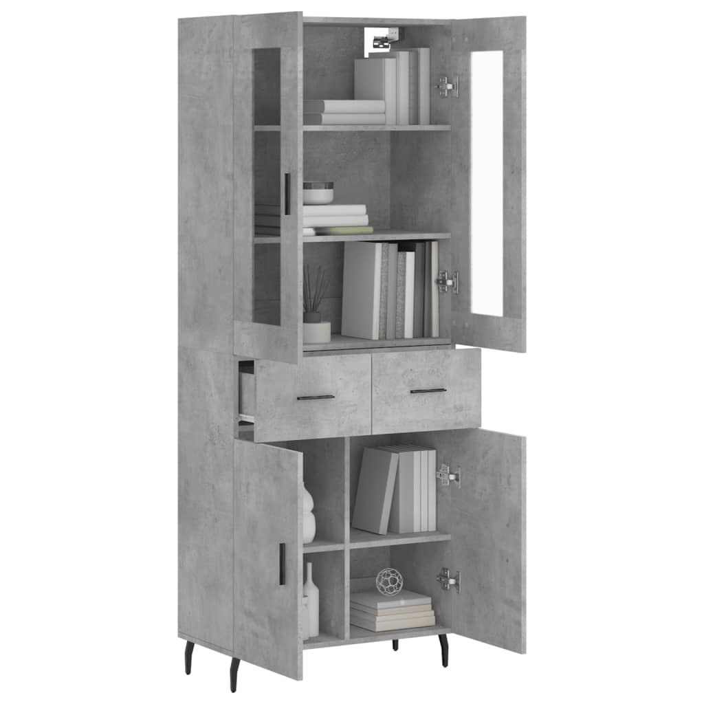 vidaXL Highboard Concrete Grey 69,5x34x180 cm Engineered Wood