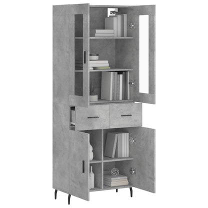 vidaXL Highboard Concrete Grey 69,5x34x180 cm Engineered Wood