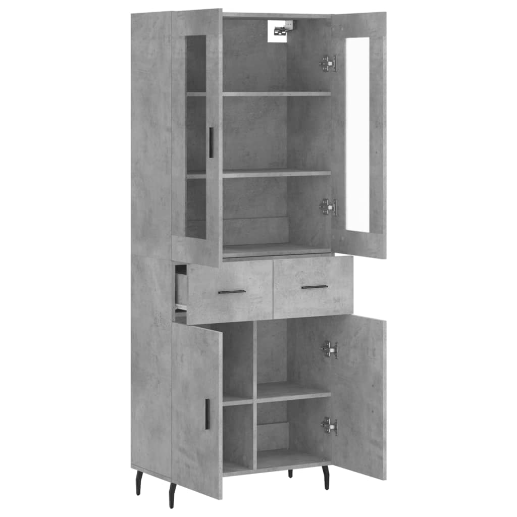 vidaXL Highboard Concrete Grey 69,5x34x180 cm Engineered Wood