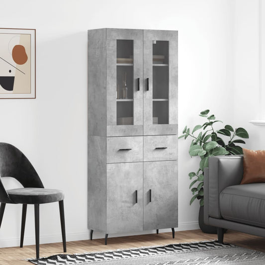vidaXL Highboard Concrete Grey 69,5x34x180 cm Engineered Wood