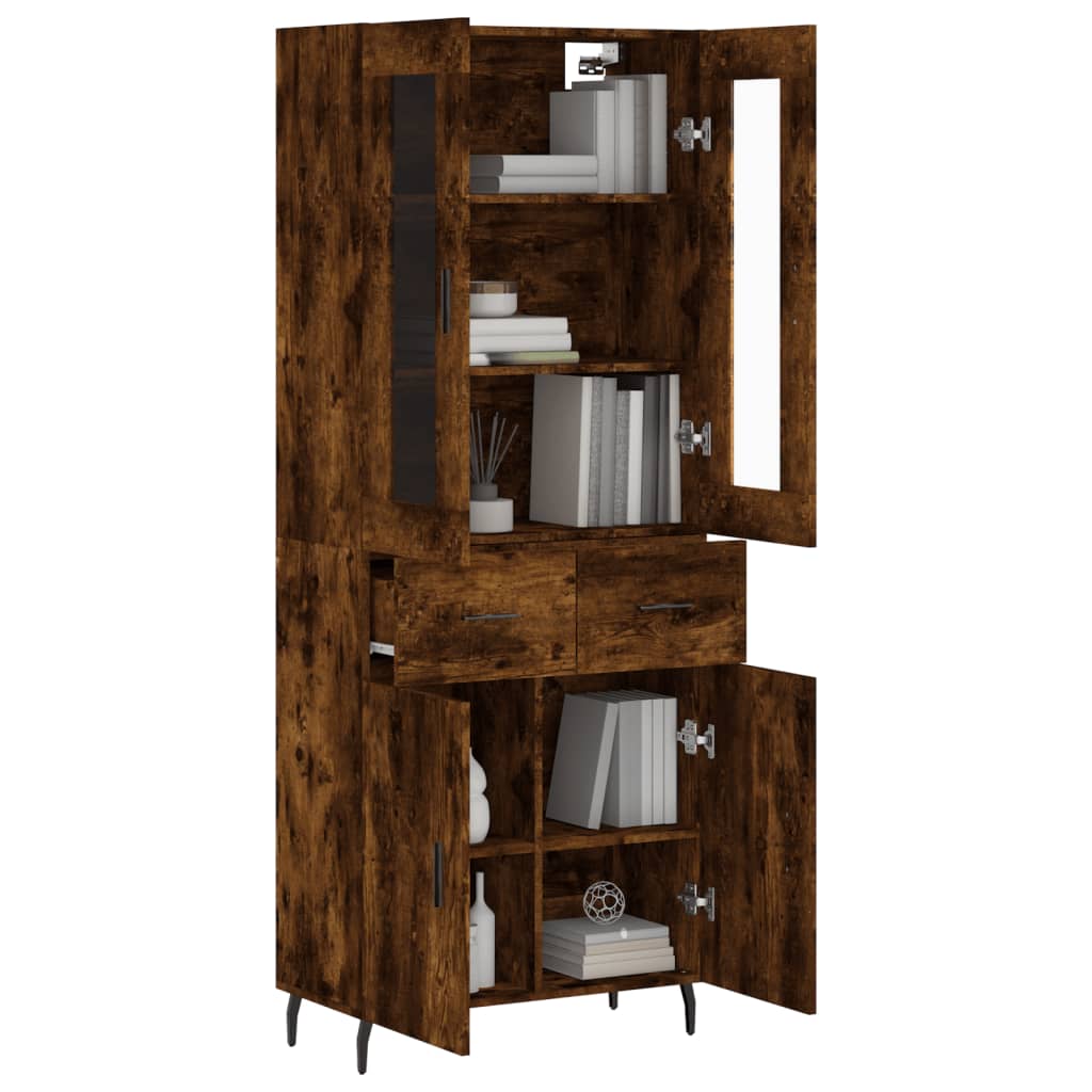 vidaXL Highboard Smoked Oak 69,5x34x180 cm Engineered Wood