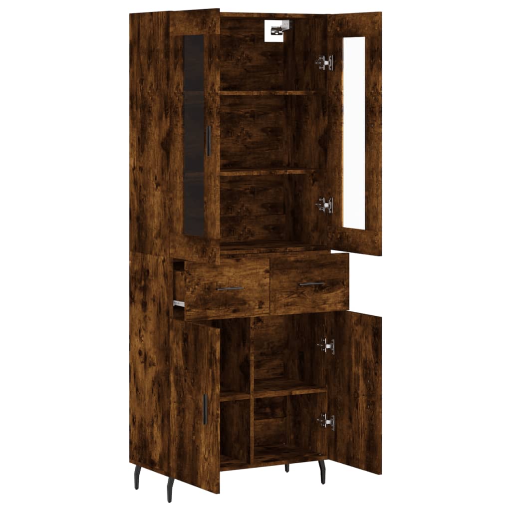 vidaXL Highboard Smoked Oak 69,5x34x180 cm Engineered Wood